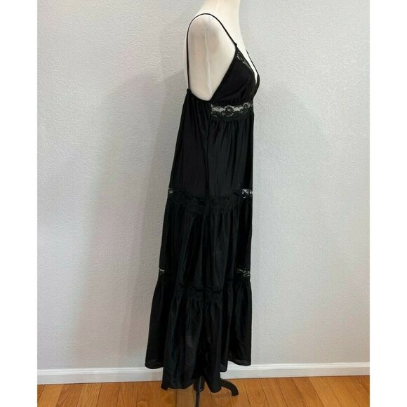 Berrette New York Night Gown Womans M Black Lingerie Lace V Neck Vintage - Picture 4 of 10